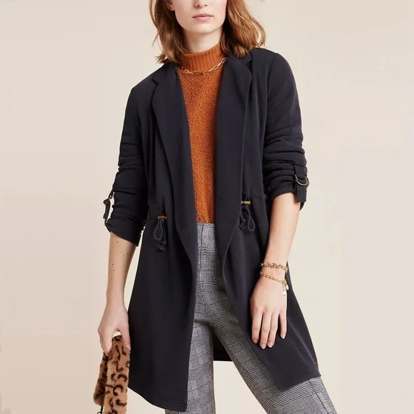 NEW Anthropologie Alia Draped Cardigan Cinch Waist Long Sleeve Blazer Sweater - Picture 1 of 13